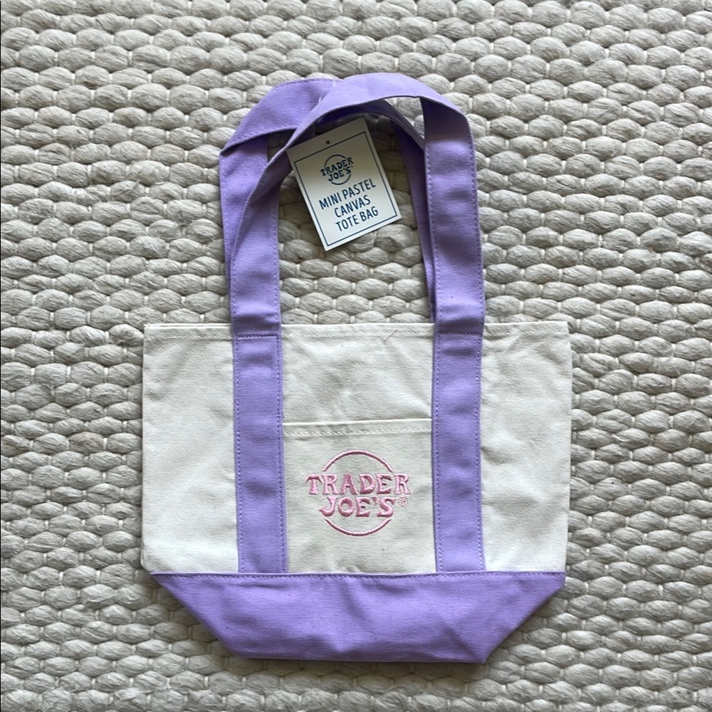 NWT Trader Joe's Mini Canvas Tote Bag - Lavender Purple (Spring 2026)